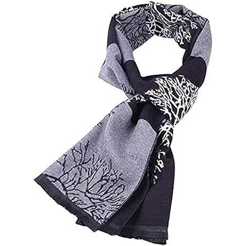 Cotton Scarf Men Long Soft Neck Accessories Gifts 74.8" X 11.8" (Black Gray) Cover