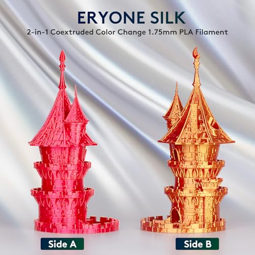 Image of ERYONE Silk Dual Color PLA Filament 3D Printer 1.75mm + /- 0.03mm, Bicolor Filament Two Tone PLA 1KG(2.2lbs) Cardboard Spool, Red Gold