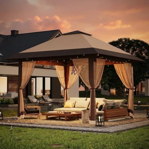 Carpa desplegable 4x4m Garvee con mosquitera lateral y techo doble regulable 2