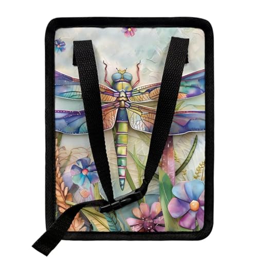 Image of Talayituse Dragonfly Daisy Print Car Trash Can with Adjustable Straps, Foldable Car Trash Bag Bin Car Garbage Bag Multipurpose Storage Box for Vehicle Travel Camping Picnicing