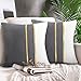 Fodere per Cuscino Grigio Cuscini Decorativi Moderni Arredamento Casa Copricuscini Per Divano Letto Giardino 2 Pezzi Lusso in Pelle Dorata a Righe Federe Patchwork con la Cerniera Invisibile 40x40 cm