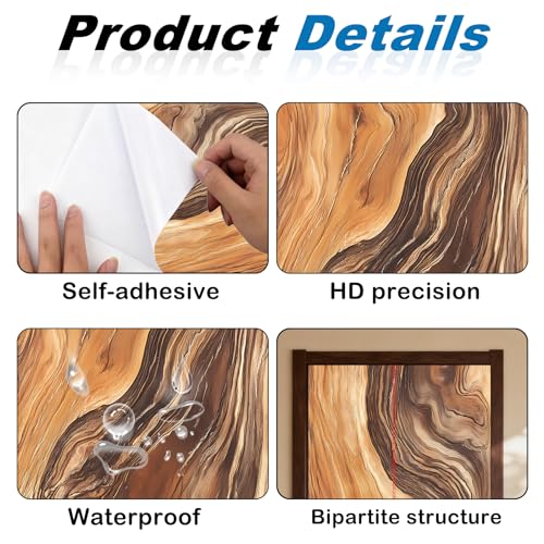 Image of Nuxovilar Wood Grain Door Stickers Peel Stick PVC 30.3x78.7 in Cover | Door Stickers Wall Decals Peel Stick Cover Vinyl Art Poster Home Bedroom Living Room (Wood Grain)