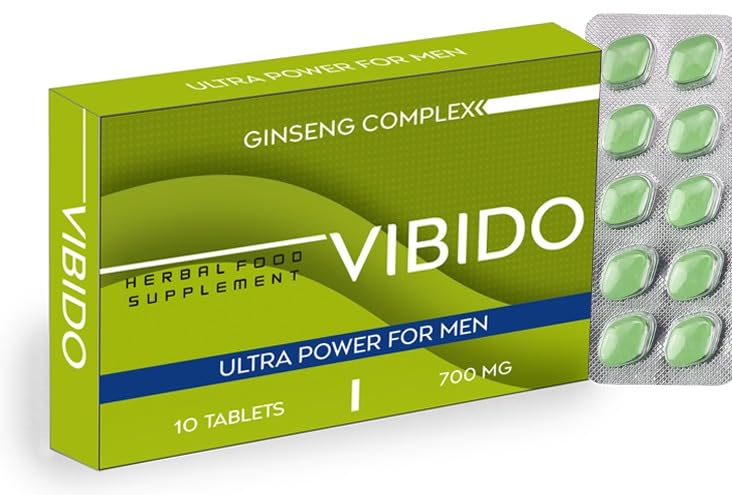 VIBIDO 700mg | Stronger | Longer | Harder | Performance | Extra Strength Enhancing Stamina Endurance Booster Supplement Pills for Men | 10 Ginseng Tablets