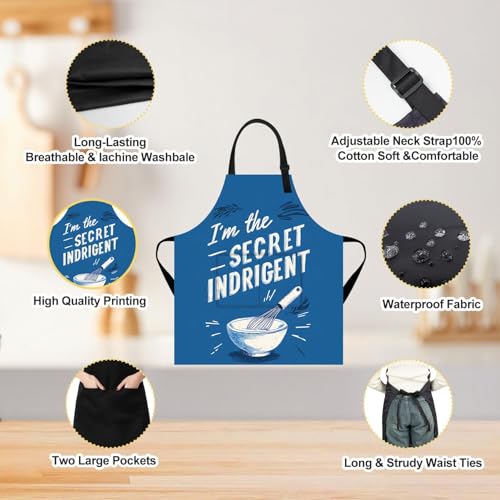 Funny “I’m the Secret Ingredient” Apron – Adjustable Kitchen Apron for Cooking & Baking with Whisk and Bowl Design, Unique Gift Idea for Bakers and Chefs - Thumbnail 4