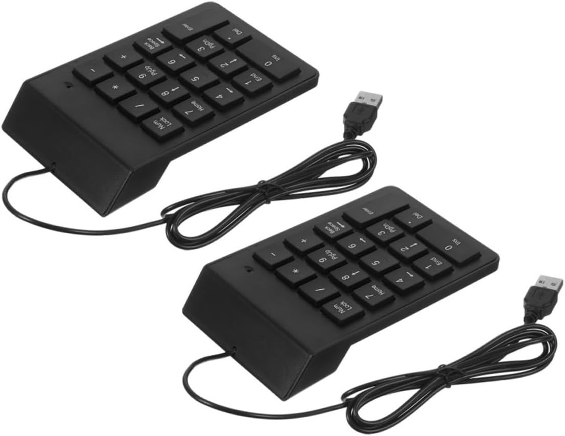 OUNONA 2pcs USB Numeric Keypad 18 Keys Wired Number Keyboard for Laptop PC Computer, Portable Financial Accounting Keypad for Office and Travel Use