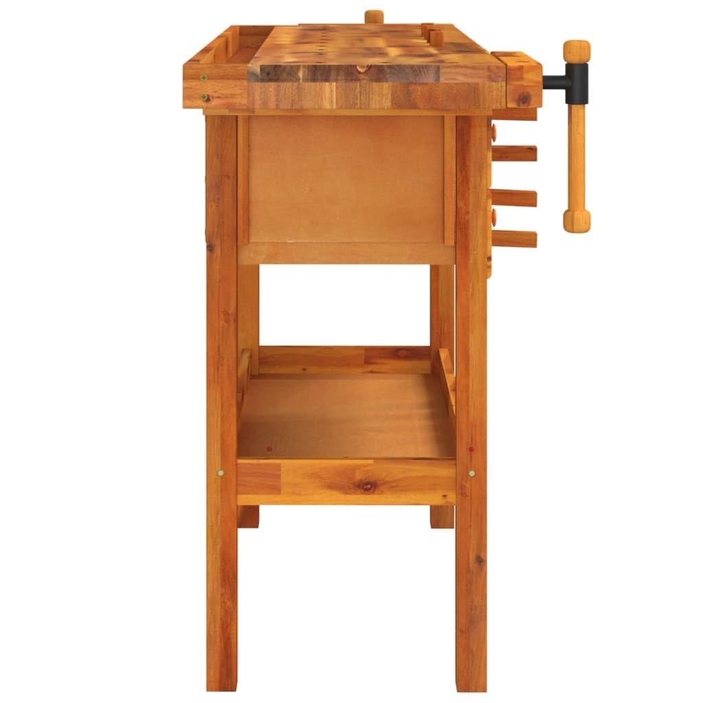 Willood Werkbank mit Schubladen Schraubstöcken 124x52x83 cm Akazienholz