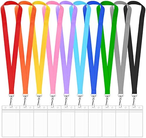 10 Pack Cruise Lanyard with Waterproof ID Card Holder, Colorful Durable Lanyard with ID Badge Card Holder for Carnival, Cruises, Event (Assorted Rainbow 10 Colors)