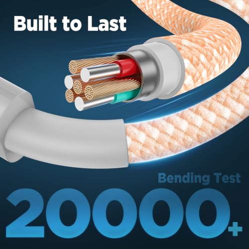 Image of USB C to USB C Cable 6FT+10FT 2Pack 60W iPhone 17 16 15 Charger Cord Long Type C to C Cable Fast Charging for Apple iPhone 17 16 15 /Pro /Pro Max /Plus /iPad Pro Air /MacBook /Air /Mini /Samsung Galaxy-Orange