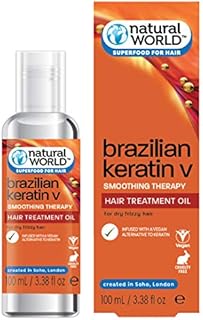 Natural World Brazilian Keratin Smoothing Therapy Hair Treatment Oil 100ml