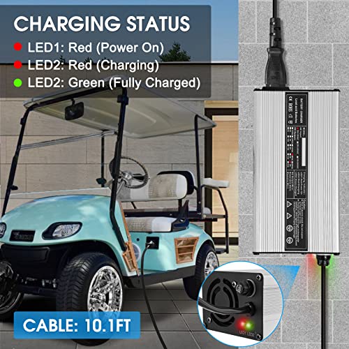 48 Volts 6 Amp Golf Cart Battery Charger 3-Pin Style Outlet Plug Club Car Charger With Fuse Compatible With 2007-2023 Yamaha G29 Golf Cart Portable & Lightweight #TOP2