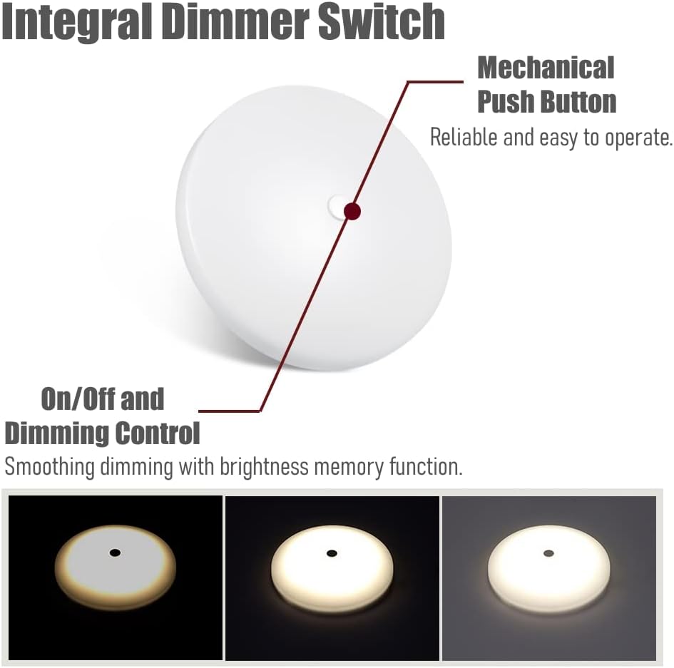 Obeaming RV Interior Ceiling Dome Light 4.5 Inch 12V Dimmable Puck Light for Motorhome Trailer Fifth Wheel Truck Coach Enclosed Trailer, Press Dimmer Switch & Blue Nightlight(4 Pack 3000K) : Automotive