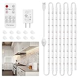 Under Cabinet Lighting Kit, 8 PCS LED Strip Lights with RF Remote Control Power Adapter LED Counter Lights for Desk Kitchen Cabinet Counter Shelf Showcase, 6000K White, 13ft