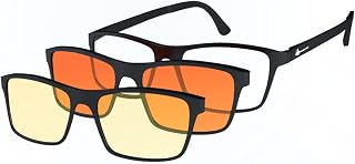 Versa Blue Light Glasses Clip On – Magnetic Amber & Orange Lenses Interchangeable for Day & Night Use – Blue Light Blocking Glasses for Men and Women with Lightweight Ultem Frame