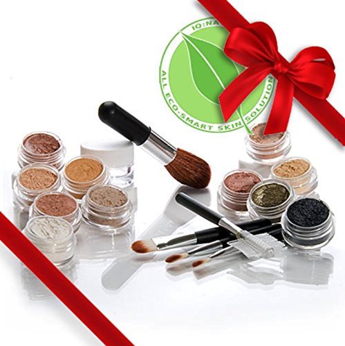 IQ Natural, Mineral Makeup Sample Box, with 5 piece Black Brush Kit, "FAIR" Shade Makeup Samples