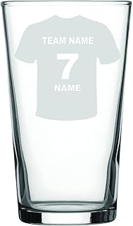 Laser Etched Personalised Sports Team Top Whiskey/Highball/Pint/Tankard Glass Gift