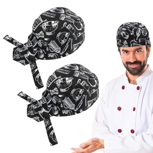 2 Piezas Gorros De Cocina Unisex, Gorro Cocina Ajustable, para Restaurantes, Panaderías, Cocinas, Cafeterías, Hoteles y Supermercados