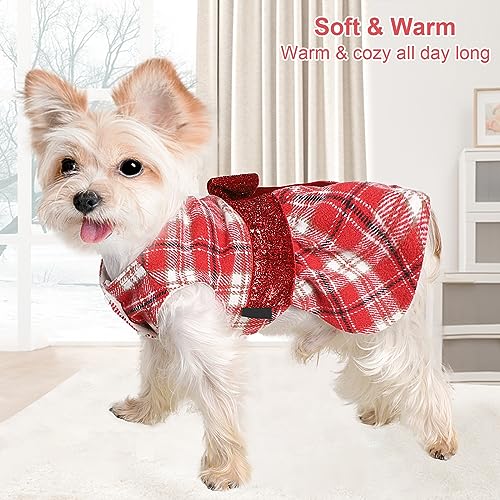 Image of Dog Sweaters Dog Clothes for Small Dogs Boy Girl Fall Puppy Dress Warm Fleece Chihuahua Yorkie Teacup Doggie Sweaters Dresses Doggy Sweater for Small Dogs Girl Cat Outfit (Red, Small)