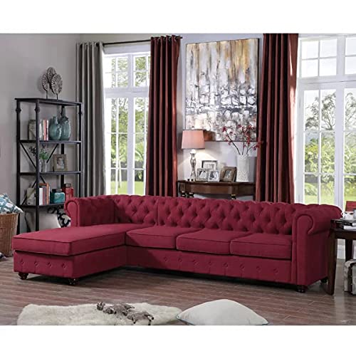 Homax. SF134 Solid Sal Wood Suede Velvet Upholstered 4 Seater Sofa Set, Left Hand Side Facing Blind Tufted Chesterfield So... - Review, Price and Buying Guide