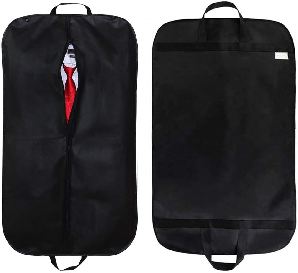 Laydran Dustproof Suit Storage Bag,2 pcs 100*60cm Breathable Garment Suit Clothes Covers Bags, 40 inch Suit Covers Foldable Bag Good for Traveling Easy to Carry (Black)