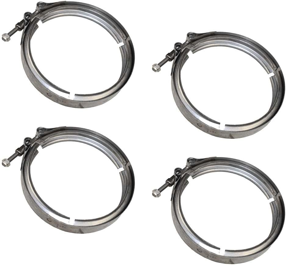 Mytee Products 4 Pack 5" Quick Release V Band Clamp for Exhaust Pipe Flanges - Stainless Steel Clamp Fittings for VNL, Mack CV, CVN Models Replace 21021850