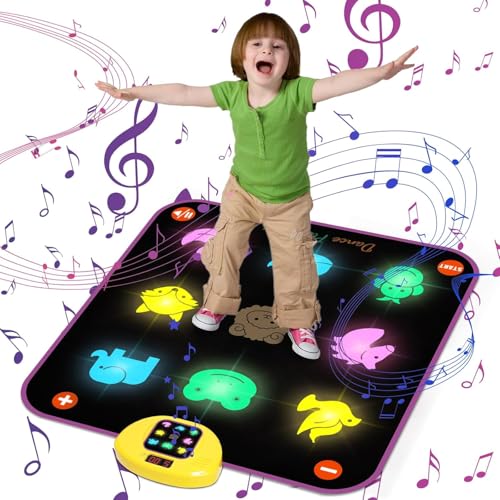 Dance Mat for Kids - 8-Button Light Up Dance Floor Mat 5 Game Modes Musical Mat for Toddlers with Adjustable Volume, Birthday Present Toys for 3 4 5 6 7 8 9+ Year Old Boys Girls