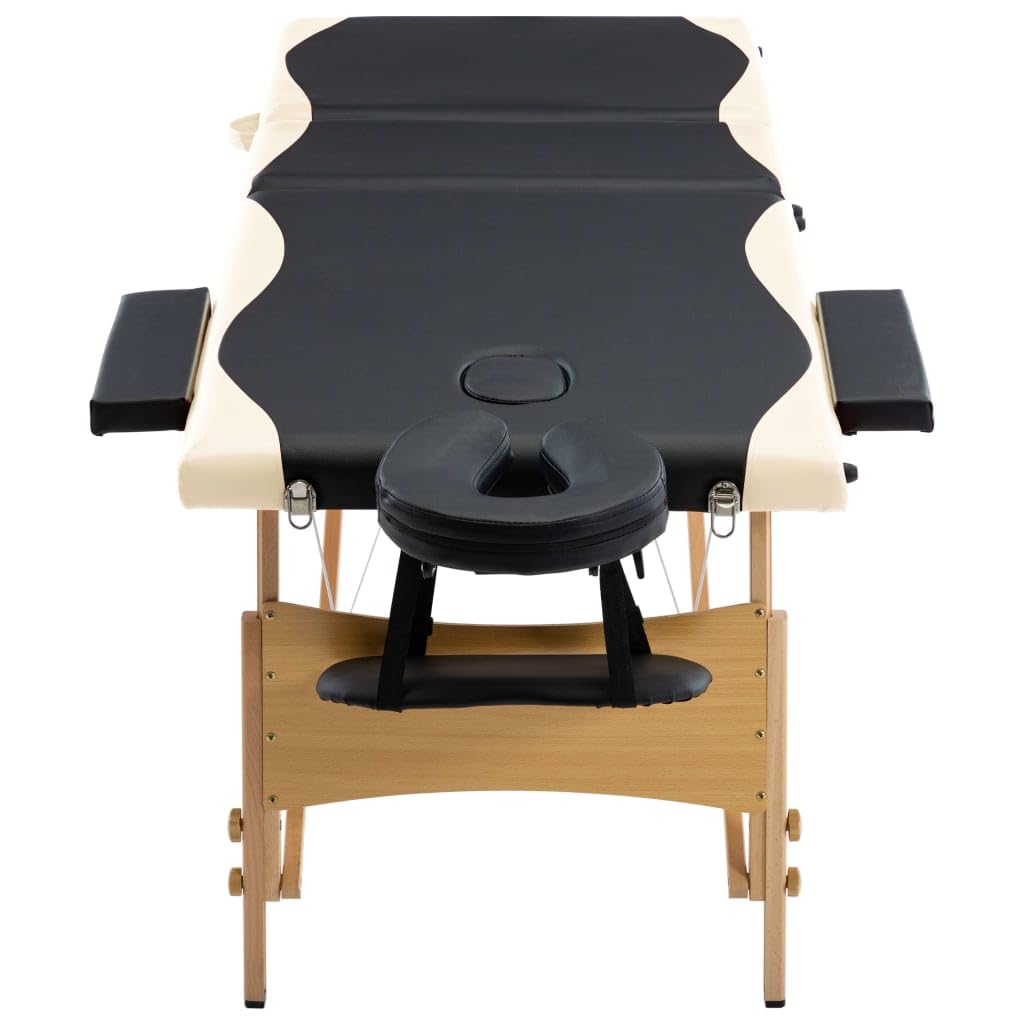 Générique Table de Massage Pliable 3 Zones Bois Noir et Beige,Santé & beauté,Hygiène personnelle,Massage & Relaxation,Tables de Massage,Noir,18.45 KG,110213