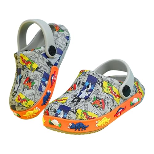 Zapatillas de estar por casa para niños de verano con parte inferior suave para niños y niñas, cómodos deslizadores casuales para exteriores para niños, gris, 26 EU
