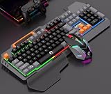 Wired Gaming Keyboard and Mouse Combo – RGB Backlit Keyboard with Breathing Effect, 3-Color Ergonomic Design, and Ultra-Light 800-1600 DPI Honeycomb Gaming Mouse for PC & Laptop (Black)