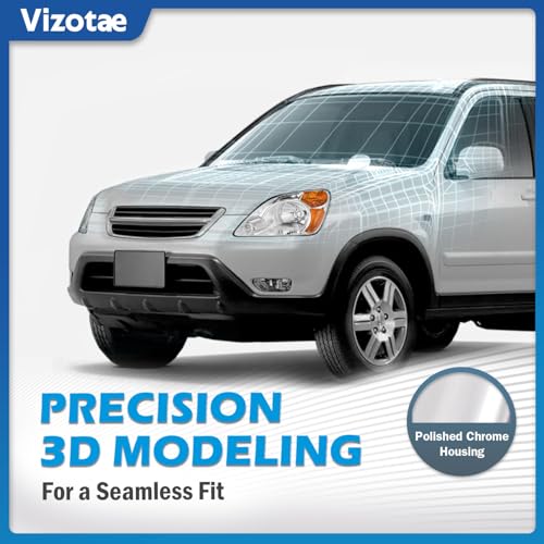 Image of Headlights Assembly for 2002 2003 2004 Honda CR-V Chrome Housing | Halogen Headlamp Replacement, High /Low Beam W /Bulbs, Driver & Passenger Side