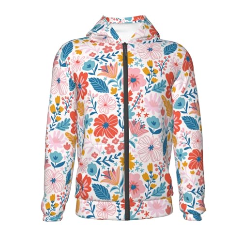 Floral Ditsy Kid Hoodies Boys Zip Up Sweatshirts Girls Pullover with Pocket2