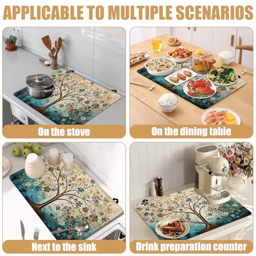 Image of Vintage Tree of Life Stove Top Covers for Electric Stove, Electric Gas Stove Pad Heat Resistant Range Cooktop Protector for Home Decor Kitchen 28 inchx20 inch