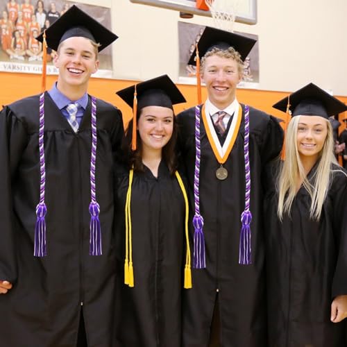 Image of Graduation Honor Cords Purple and White Graduation Cords with Tassels, 67 inch Long for Graduation Students