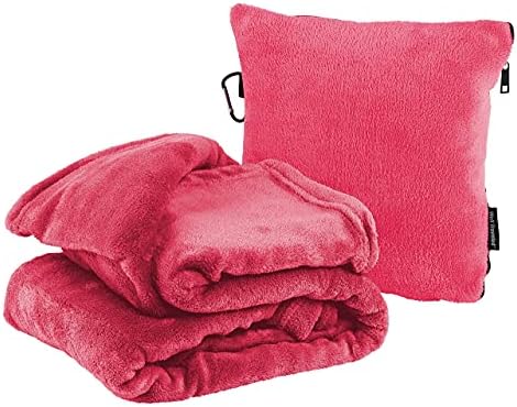 Well Traveled - 2 in 1 Fleece Travel Blanket with Stuffable Pillowcase, Airplane Travel Essentials, Portable Airplane or Car Blanket - Family Travel Necessities - Comfy Airplane Traveling Accessories