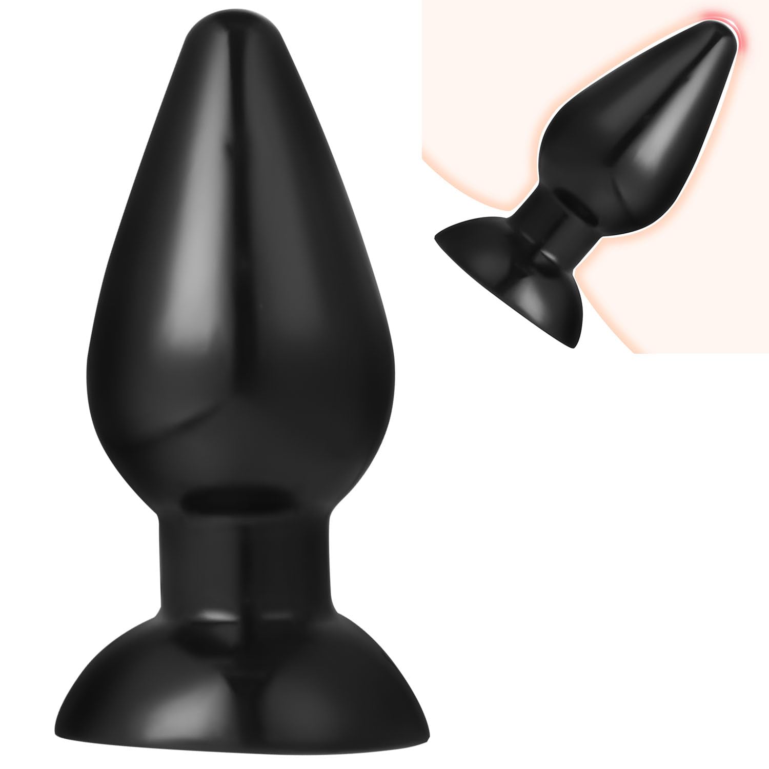 Plug Butt Extra, Plug Anale per Avanzato, Spina Anale Stimolante per Donne e Uomini, con Supporto Adesivo con Lubrificante, uso hands-free (Nero XXL)