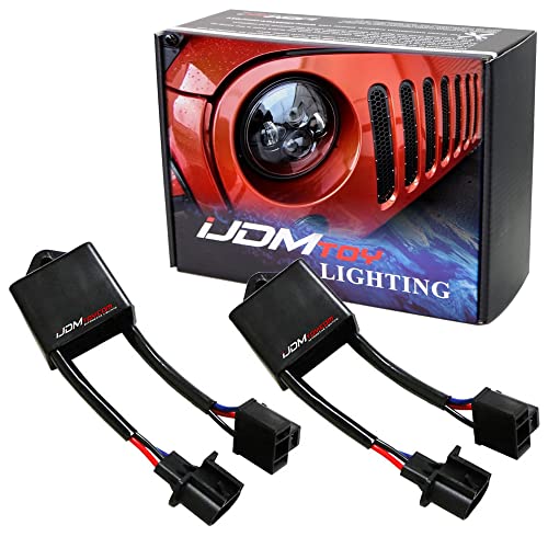 iJDMTOY (2) H4-To-H13 Compatible With Jeep Wrangler JK Anti-Flicker Decoders Fit Any 7-Inch Round LED Headlight Systems