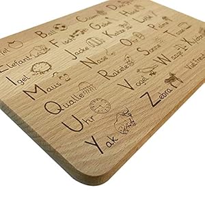 Das Frühstücksbrett aus Buche Holz zum Lernen – Geschenkidee zum Schulanfang (ABC)