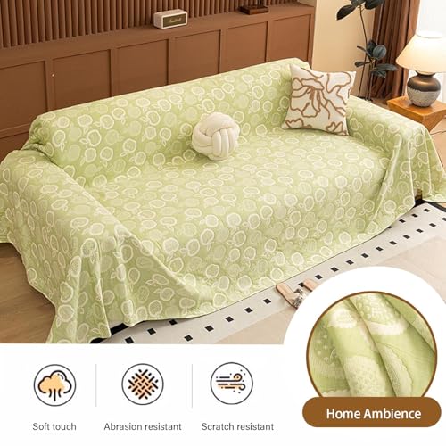 Housse de canapé de luxe en coton lavé vert lavable 230x360 cm