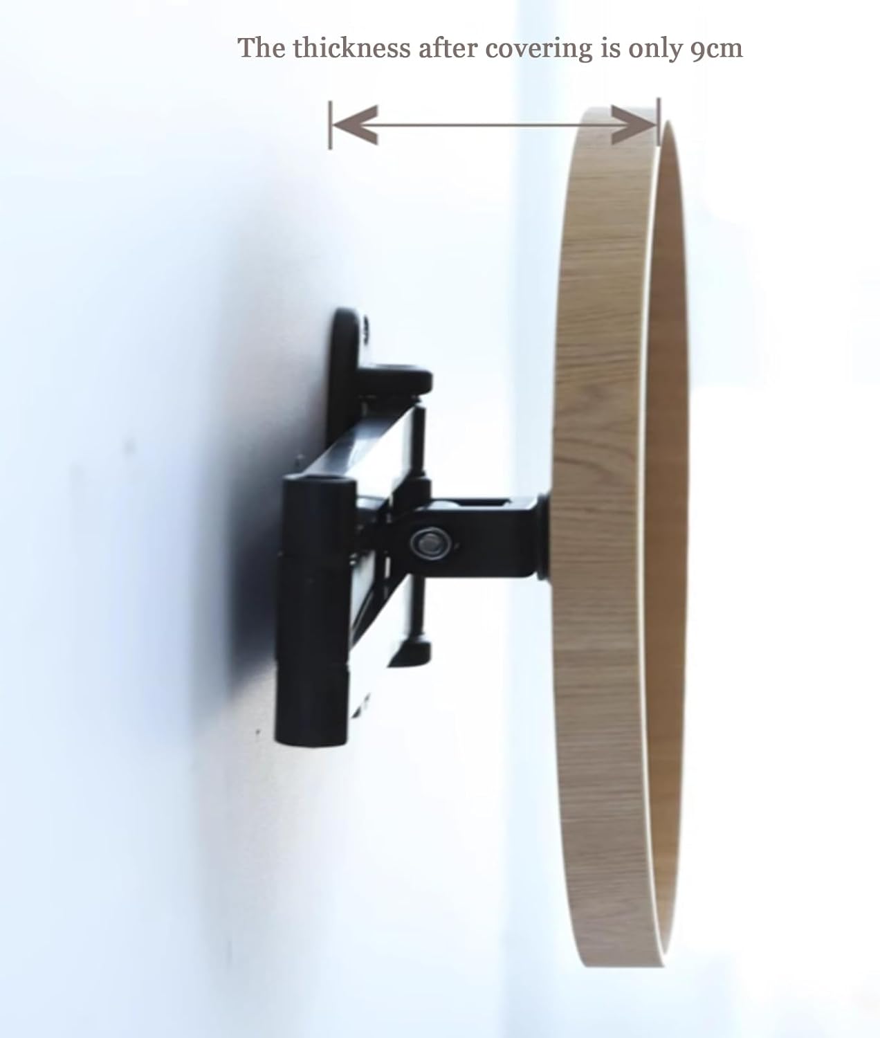 Wall Mounted Folding Table, Movable Telescopic Folding, Small Folding Desk Round Foldable for Small Spaces Such Bedrooms, Offices with Heavy Duty Brackets(Walnut Wood Color,11.8in)