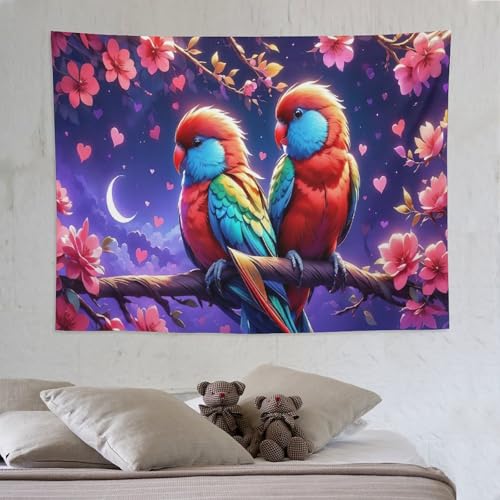 Tapisserie perroquet pour cacher un mur vide décoration salon PAZZK