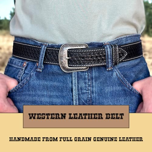 Image of DANIEL'S ARTPLANET Western Belt for Men Full Grain One Piece Leather With Buckle Engraved Handmade Tooled 1.5 inch