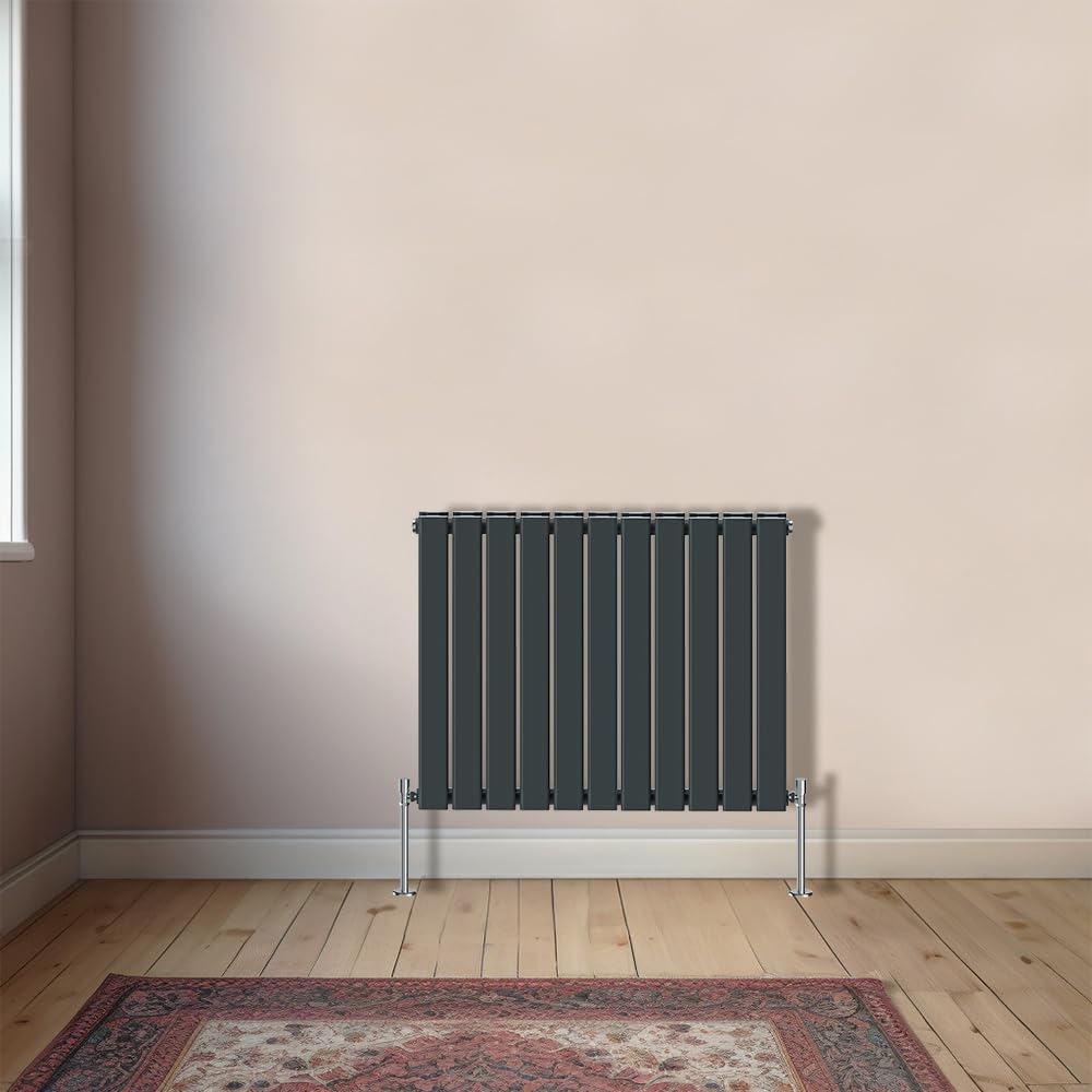 NRG Horizontal 600x748mm Double Flat Panel Designer Radiator Anthracite