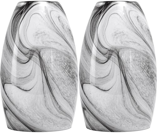 GO&SO Glass Pendant Light Shades Set of 2,7.8" H x 4" D,Grey Gradient,Oval