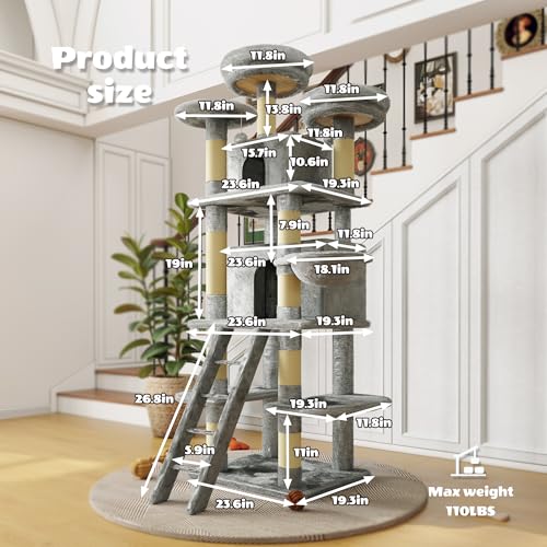Árbol para gatos de 7 niveles en gris miniatura 3