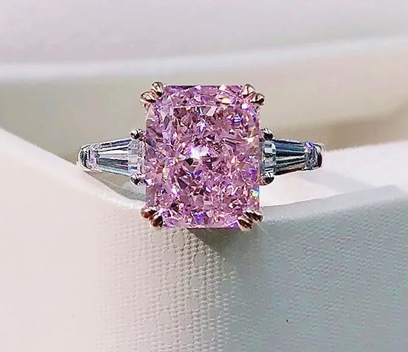 Pink Diamond Ring | Pink Diamond Rings for Women |2 Carat Radiant Cut Created Pink Diamond Engagement Ring| Genuine 925 Silver Non Tarnish 14k White Gold Over3