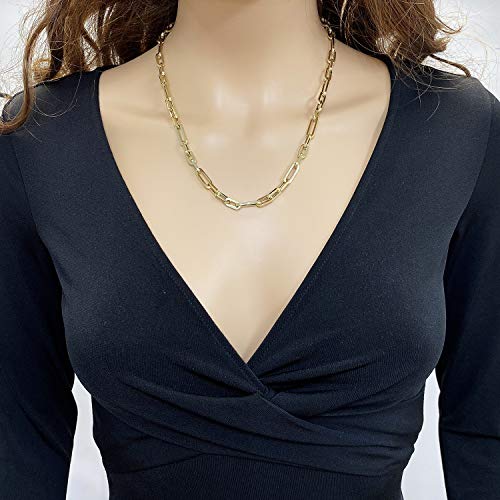 14K Yellow Gold 6Mm Elongated Figaro Paperclip Chain Necklace 16"-24", 22" #TOP1