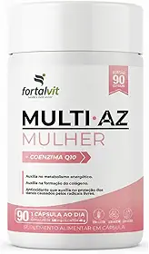 Multi AZ Mulher Com Coenzima Q10 Longa Duração: 3 Meses de Uso, 21 Vitaminas e Minerais Essenciais, 90 Cápsulas, Multivitamínico Feminino, Fortalvit