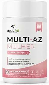 Multi AZ Mulher Com Coenzima Q10 Longa Duração: 3 Meses de Uso, 21 Vitaminas e Minerais Essenciais, 90 Cápsulas, Multivitamínico Feminino, Fortalvit