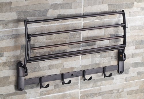 Ello&Allo Oil Rubbed Bronze Towel Racks For Bathroom Shelf With Foldable Towel Bar Holder And Hooks Wall Mounted Multifunctional Rack #TOP2