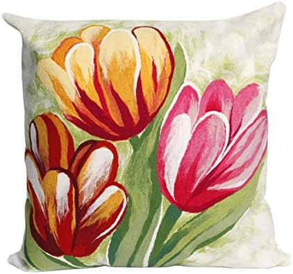 Liora Manne Visions III Tulips Indoor/Outdoor Pillow, 20" X 20" Square, Red