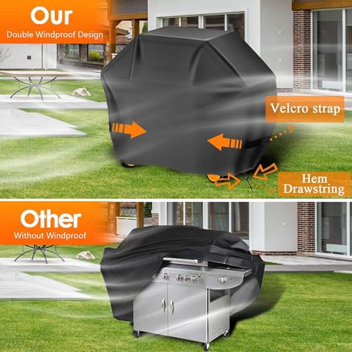 Image of Aoretic Grill Cover, 60 inch BBQ Gas Grill Cover for Outdoor Grills, Charbroil Covers Barbecue Waterproof, Anti-UV for Weber Char-Broil Monument, Dyna-glo Nexgrill